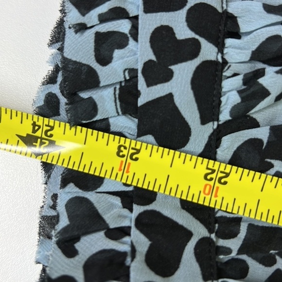 Elan Sheer High Neck Front Tie Heart Long Sleeved Peasant Blouse - Picture 9 of 10